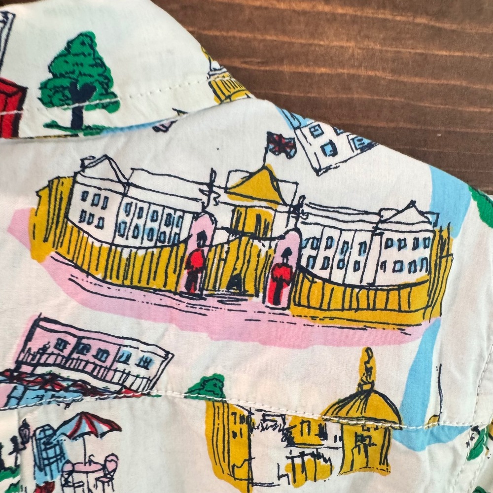 Mini Boden Kids London City Print Button Down Shirt White Multi 6-7Y NWT - Picture 8 of 10